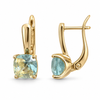 Cushion Cut CZ Leverback Earrings – Gold Plated, Four Colours