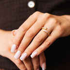 Gold Plated Open Ring with Cubic Zirconia – Adjustable Band