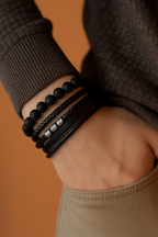 Men’s Lava Stone & Matte Onyx Bracelet – Stretch Beaded Jewelry