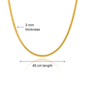 Snake Chain Necklace Gold Plated / Rhodium 3mm 45–55cm