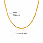 Snake Chain Necklace Gold Plated / Rhodium 3mm 45–55cm