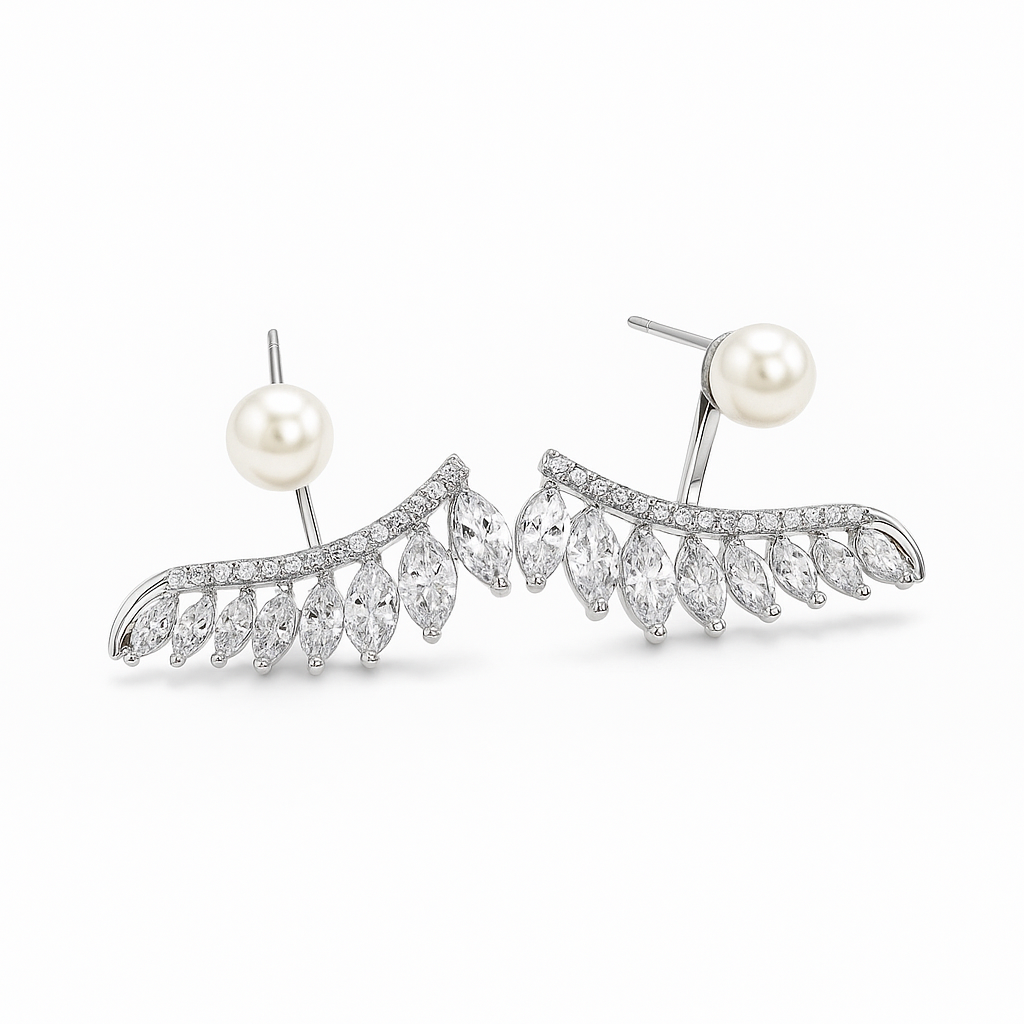 Pearl Jacket Stud Earrings 2.5cm – Silver & Gold