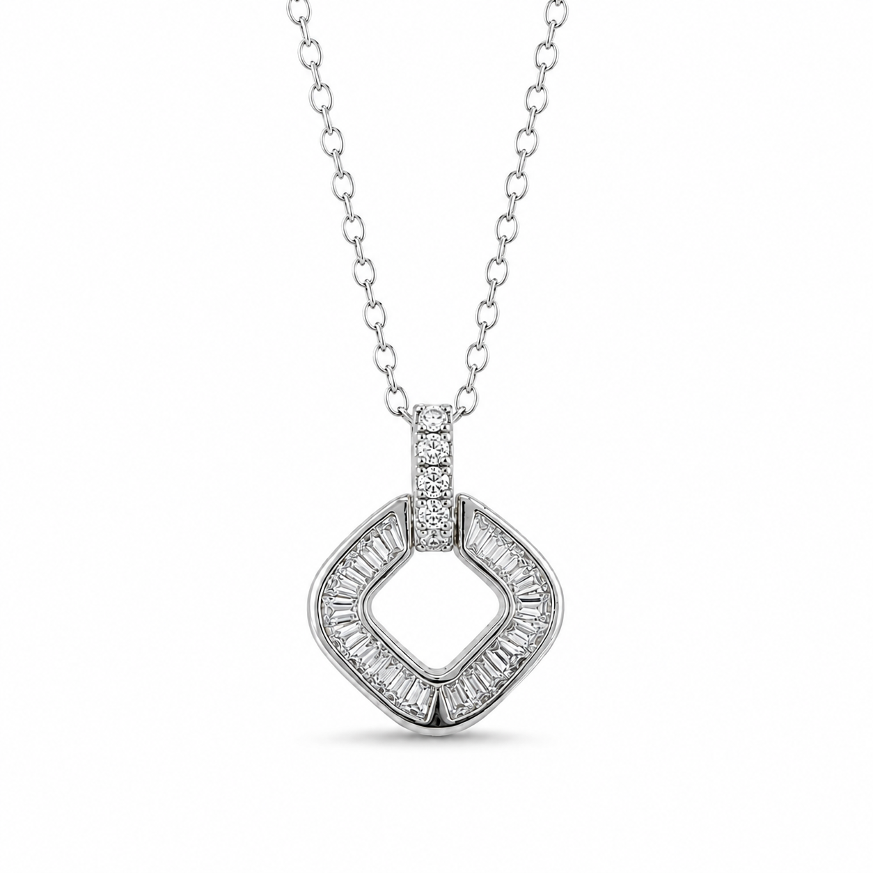 Geometric CZ Pendant Necklace – Gold Plated & Silver Finish | Hypoallergenic | 40+5 cm