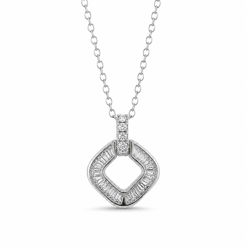 Geometric CZ Pendant Necklace – Gold Plated & Silver Finish | Hypoallergenic | 40+5 cm