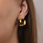 Gold Plated Silver Hoop Earrings – 1.5 cm Diameter, 1.3 cm Wide