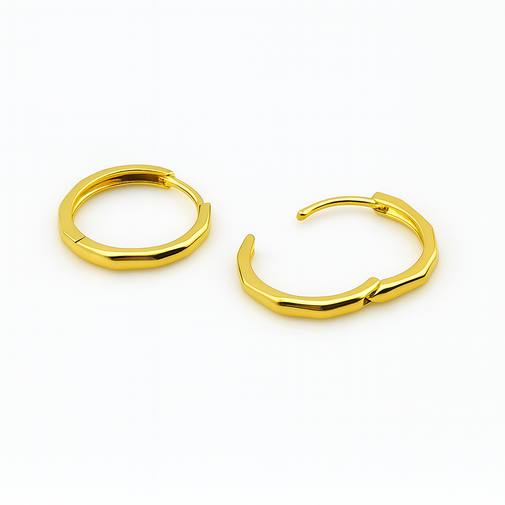 Sedy Jewelry Gold Plated Hoop Earrings, 18mm Small Huggie Hoops