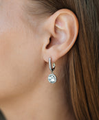 Rhodium Plated Drop Earrings with CZ – 3 cm, Elegant Design by Sedy Jewelry