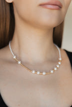 Gold Plated Pearl Beaded Necklace – Minimalist Pearl Necklace 45+5 cm