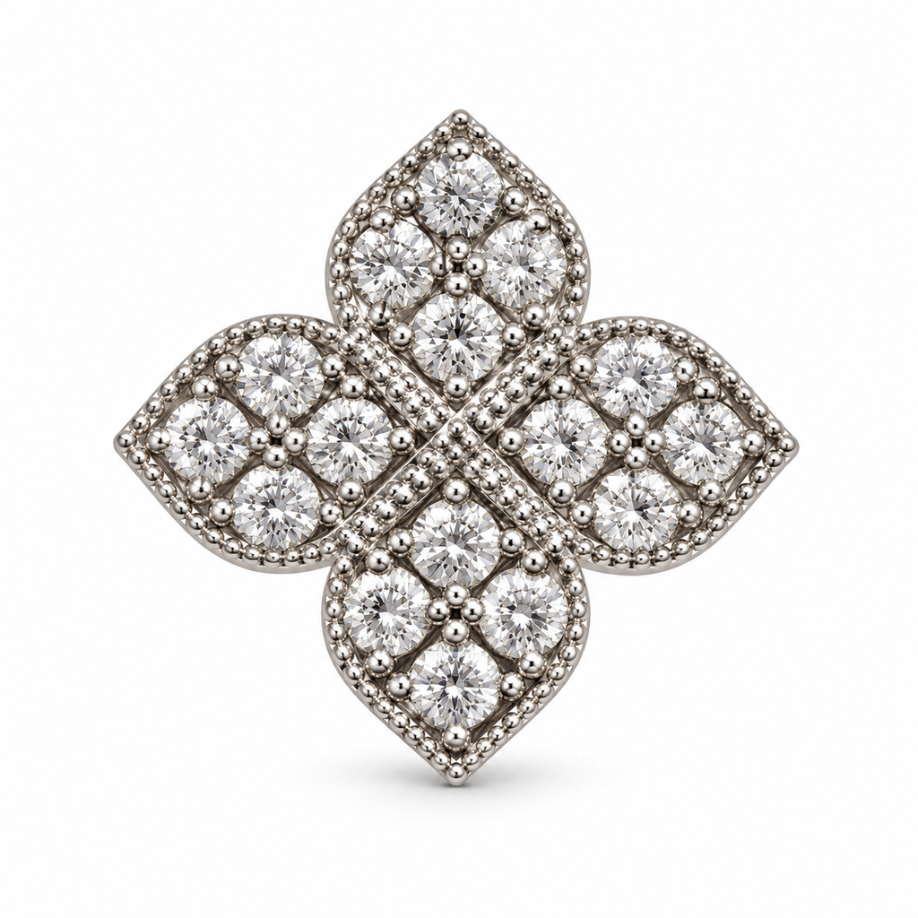 Sparkling Floral Pendant – Gold or White Gold Plated, 18 mm