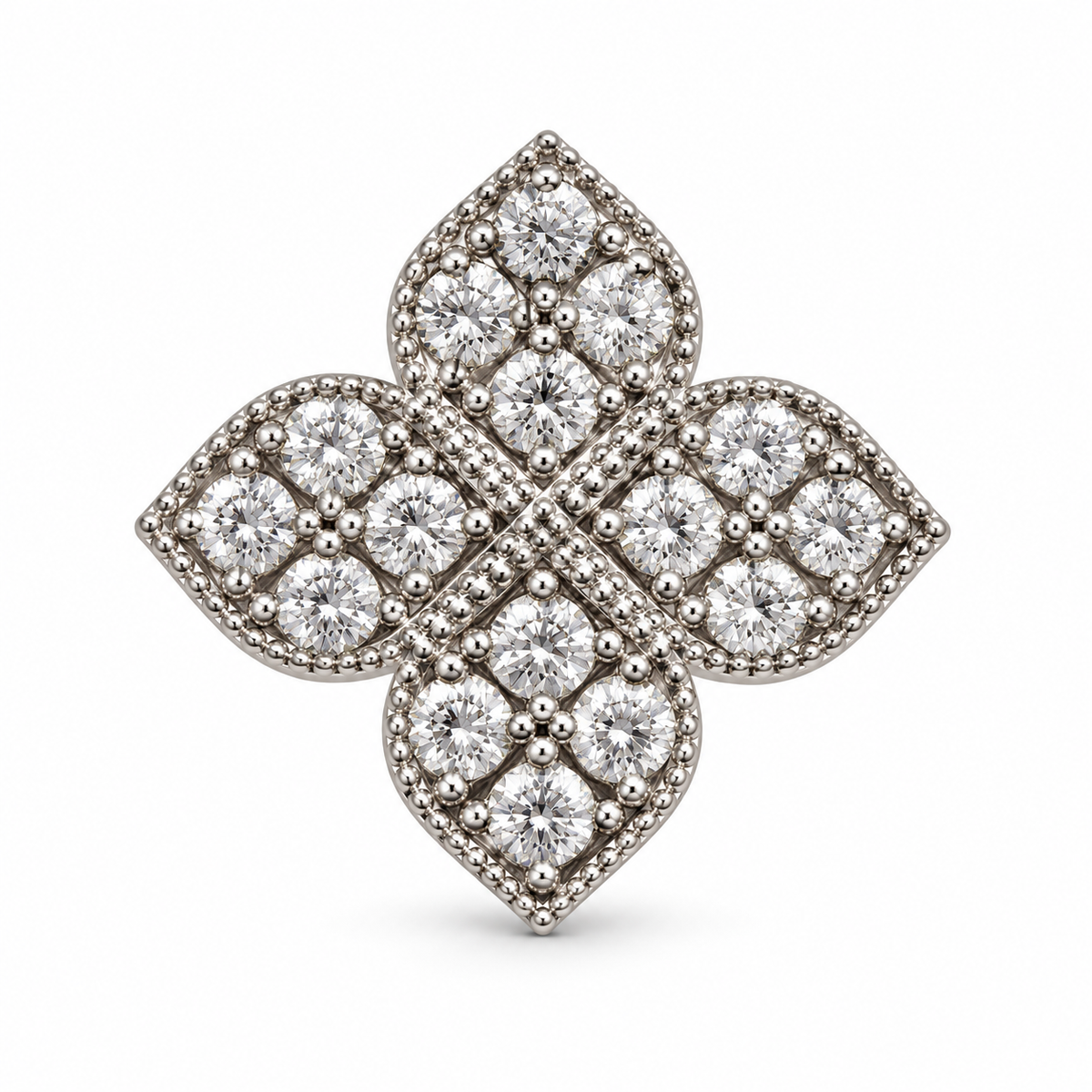 Sparkling Floral Pendant – Gold or White Gold Plated, 18 mm