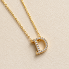 Personalized Initial Letter Necklace in 925 Sterling Silver | Gold Plated CZ Alphabet Pendant | 40+5 cm