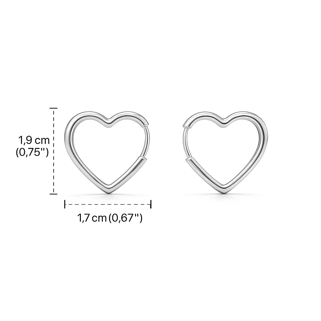 Hypoallergenic Heart Hoop Earrings – Rhodium Plated or 14K Gold