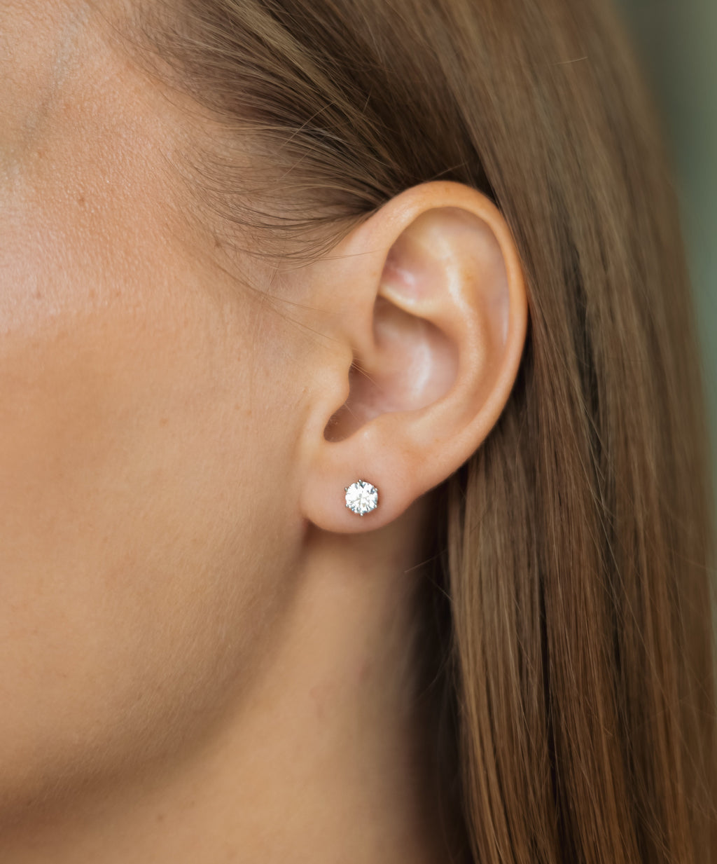 Rhodium Plated CZ Stud Earrings – 4mm Hypoallergenic Waterproof Earrings