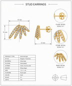 CZ Wing Stud Earrings – Gold Plated, 1.5×1 cm