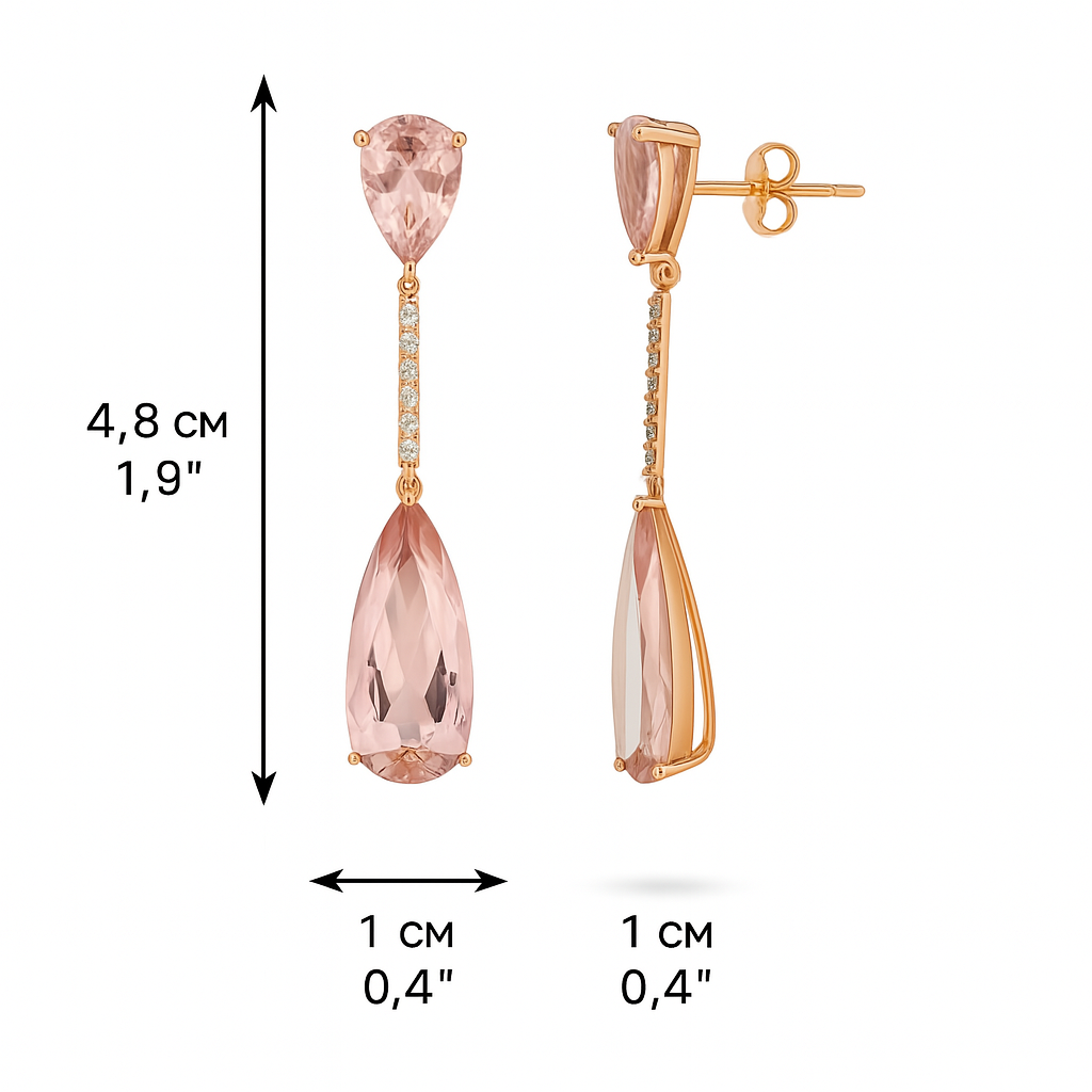 Gold Plated Drop Earrings with Large Crystal Stone – 4.8cm