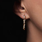 Rose Gold Plated Twisted Hoop Earrings with CZ, 3 cm