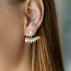 Pearl Jacket Stud Earrings 2.5cm – Silver & Gold