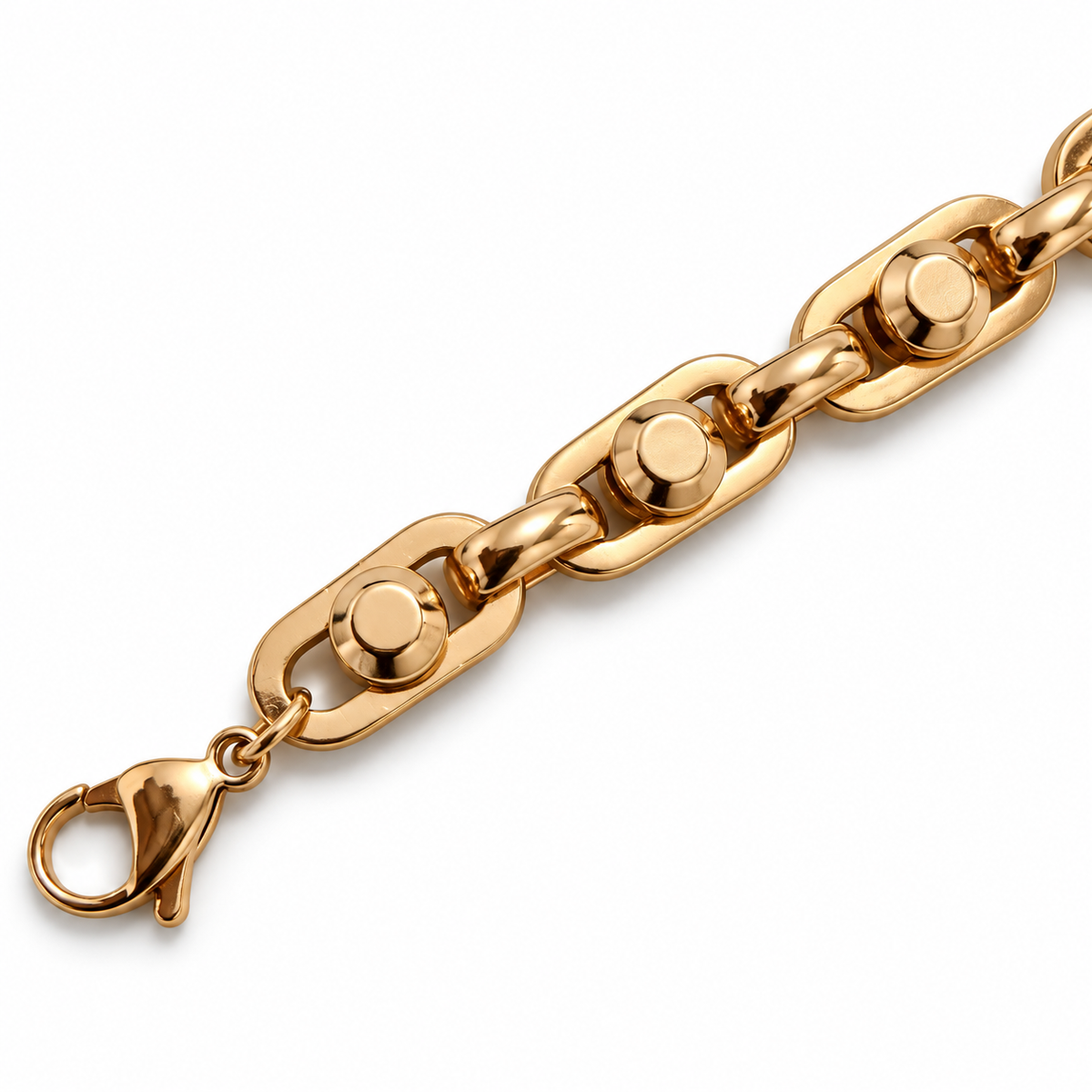 Bold Oval Link Bracelet – Rose Gold Plated Brass, 10 mm