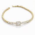 CZ Tennis Bracelet with Center Stone – Gold Plated, 17+3 cm