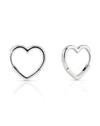 Hypoallergenic Heart Hoop Earrings – Rhodium Plated or 14K Gold
