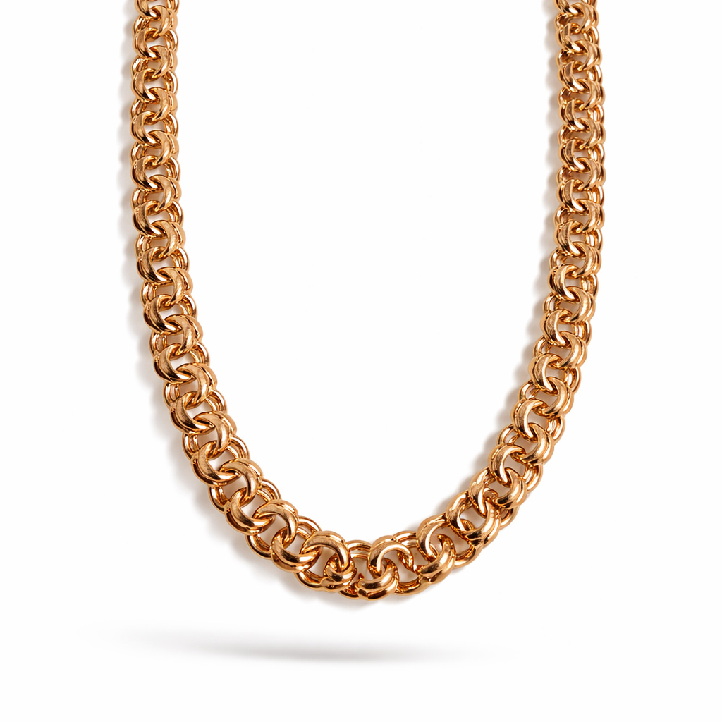 Gold Plated Bismarck Chain Necklace 60 cm – 10 mm Thick Classic Statement Unisex Chain