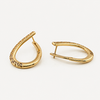 Rose Gold Plated Greek Key Hoop Earrings 30 mm | Oval Hoop Earrings | Hypoallergenic