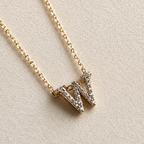 Personalized Initial Letter Necklace in 925 Sterling Silver | Gold Plated CZ Alphabet Pendant | 40+5 cm