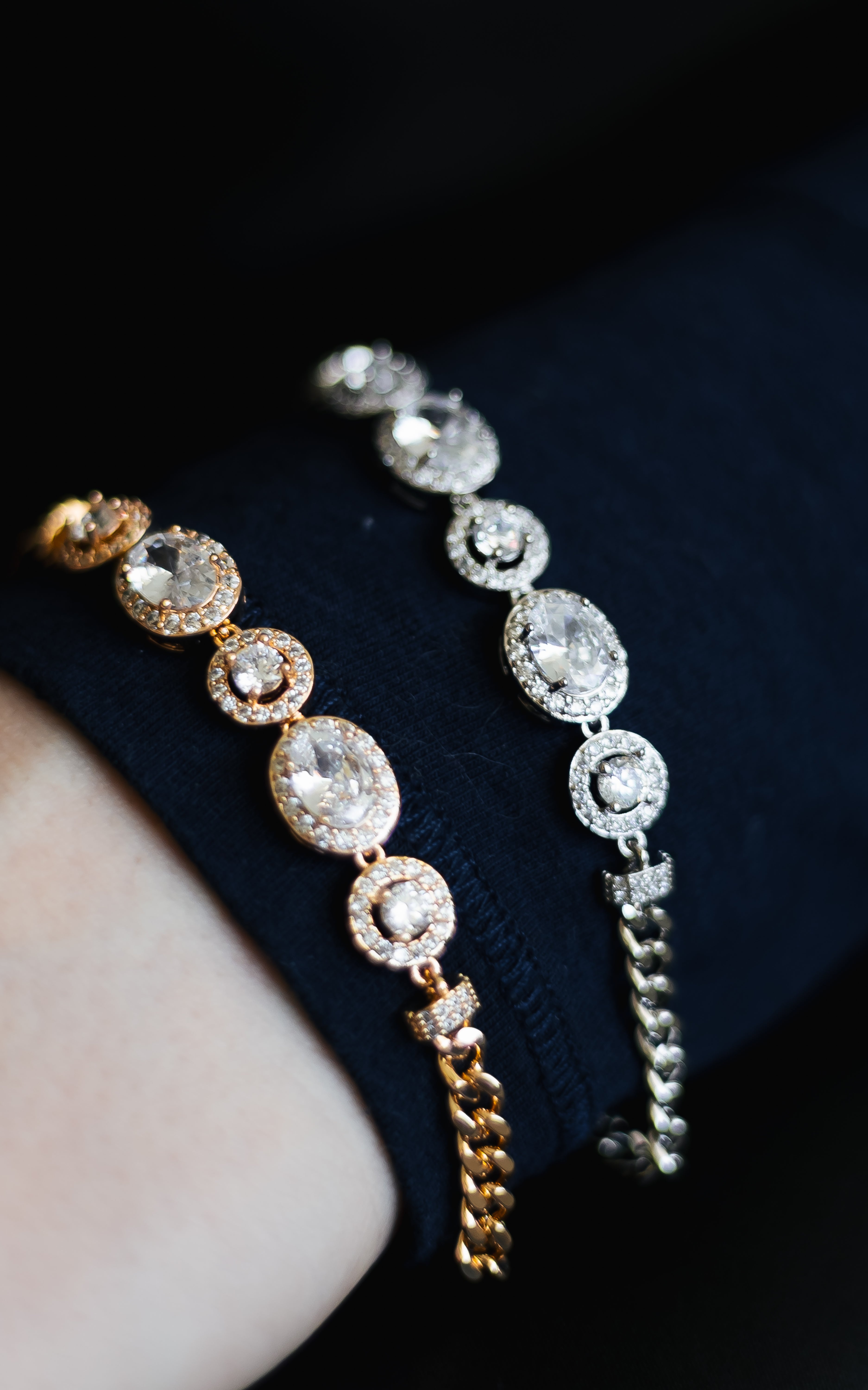 Rose Gold Plated or White Gold Plated CZ Bracelet – Elegant Crystal Bracelet for Women | Non Tarnish | 17.5 + 2.5 cm (6.89” + 0.98”) | Wedding & Evening Jewelry