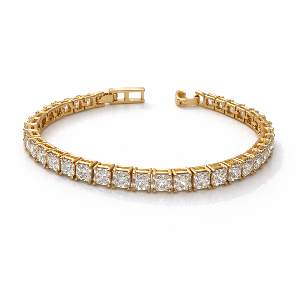 Gold Plated CZ Tennis Bracelet for Women – Non Tarnish Hypoallergenic Jewelry