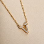 Personalized Initial Letter Necklace in 925 Sterling Silver | Gold Plated CZ Alphabet Pendant | 40+5 cm
