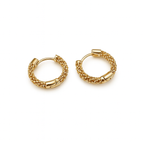 Sedy Jewelry Gold Plated Textured Hoop Earrings, 1.5 cm, Hypoallergenic
