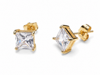 Gold Plated 8 mm Square CZ Stud Earrings – Princess Cut