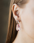 Sedy Jewelry Gold Plated Pink CZ Drop Earrings and Pendant Set