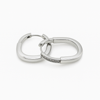 Rectangular Hoop Earrings | Gold or White Gold Plated | Minimalist Hoops 2.6 cm