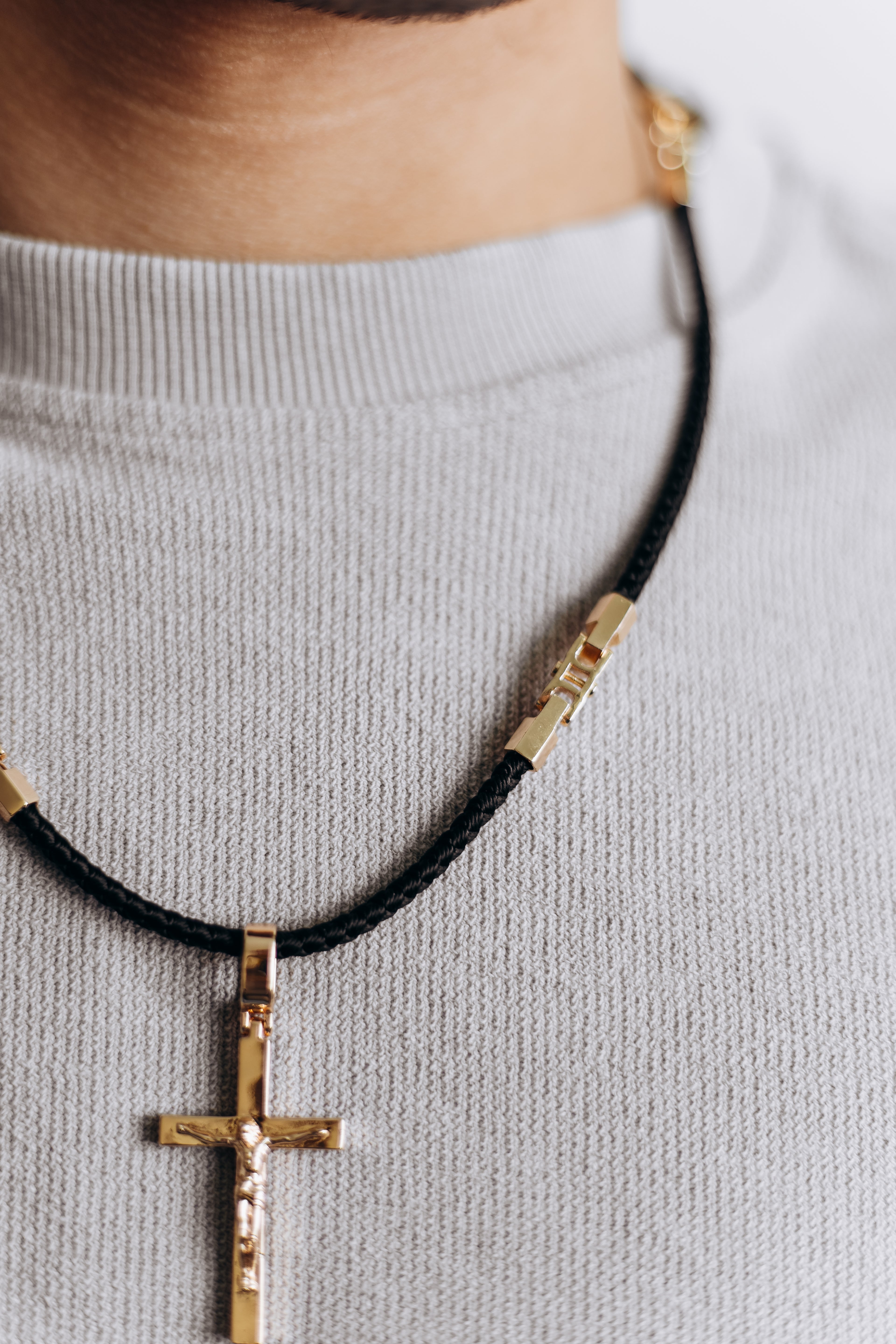 Rose Gold Plated Silk Cord Necklace – Hypoallergenic Rope Chain Necklace 60 cm / 23.6”
