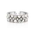 Wide Band Ring with CZ Stones, Size 7 | Rhodium Plated