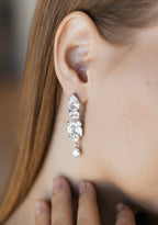 Long Cubic Zirconia Drop Earrings, Gold Plated or White Gold Plated, 5 cm