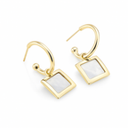 Gold Plated Square Mother of Pearl Hoop Earrings