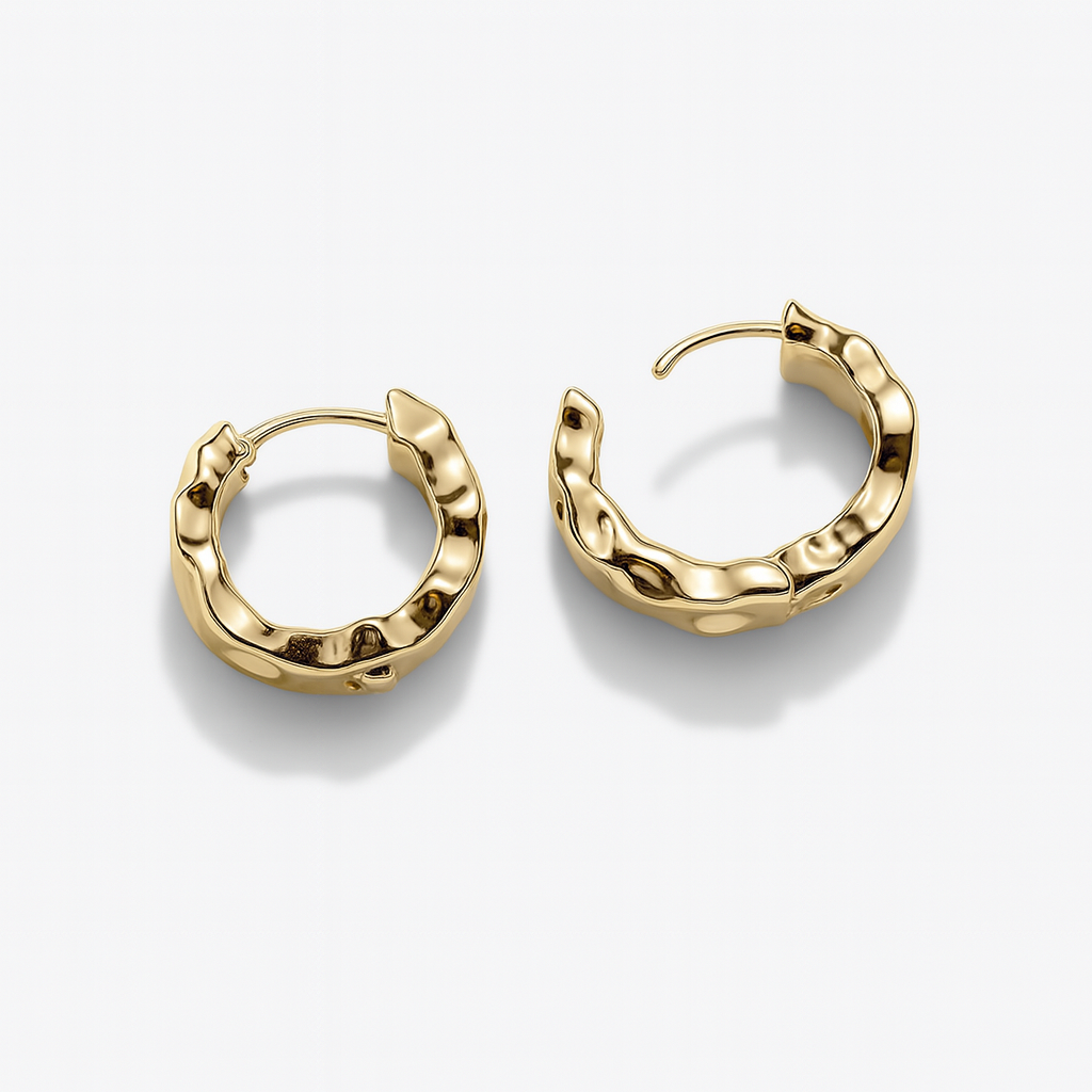 Textured Small Hoop Earrings 1.6cm | 14K Gold Plated or Rhodium
