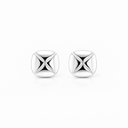 Square Stud Earrings, Gold or White Gold Plated, 1.5 cm