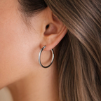 Classic Hoop Earrings – White Gold Plated, 2.5/3/3.5/4.5 см