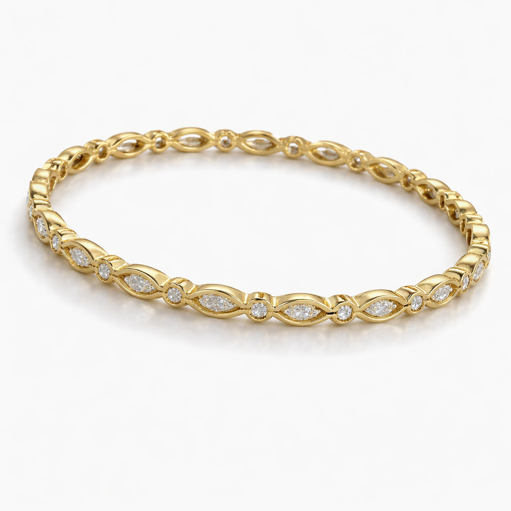 CZ Tennis Bangle Bracelet – Gold Plated, 6 cm