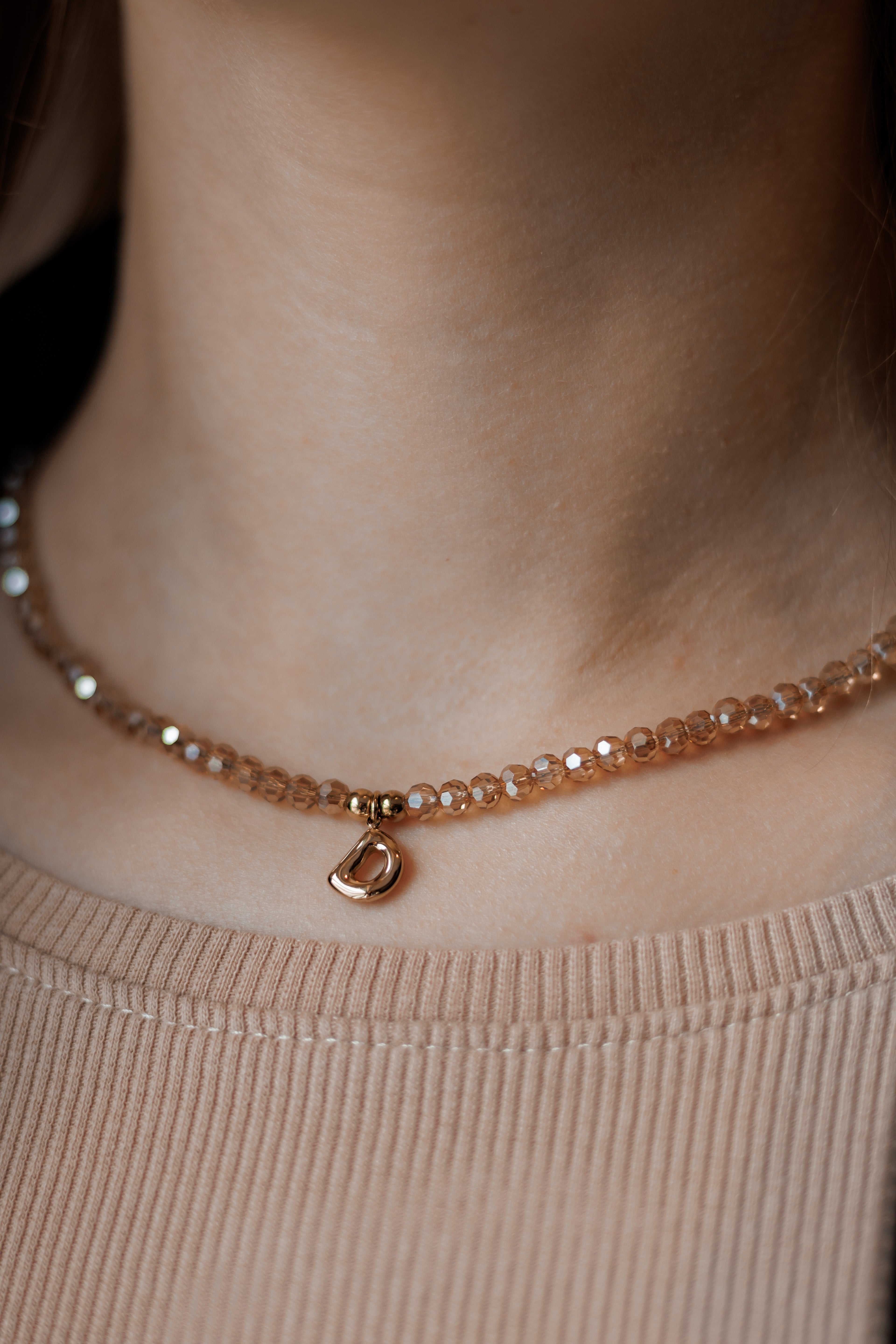 Beaded Necklace with Czech Glass and Stainless Steel – 45+5cm