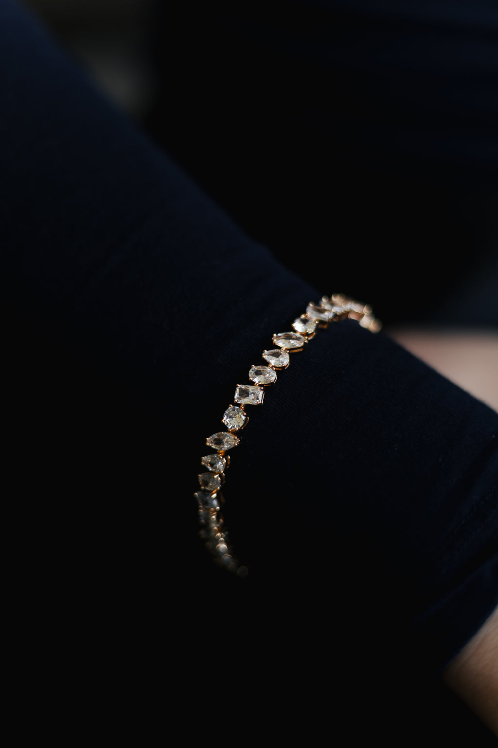 Gold Plated or Rhodium Plated Mixed Cut CZ Tennis Bracelet – Bridal Style