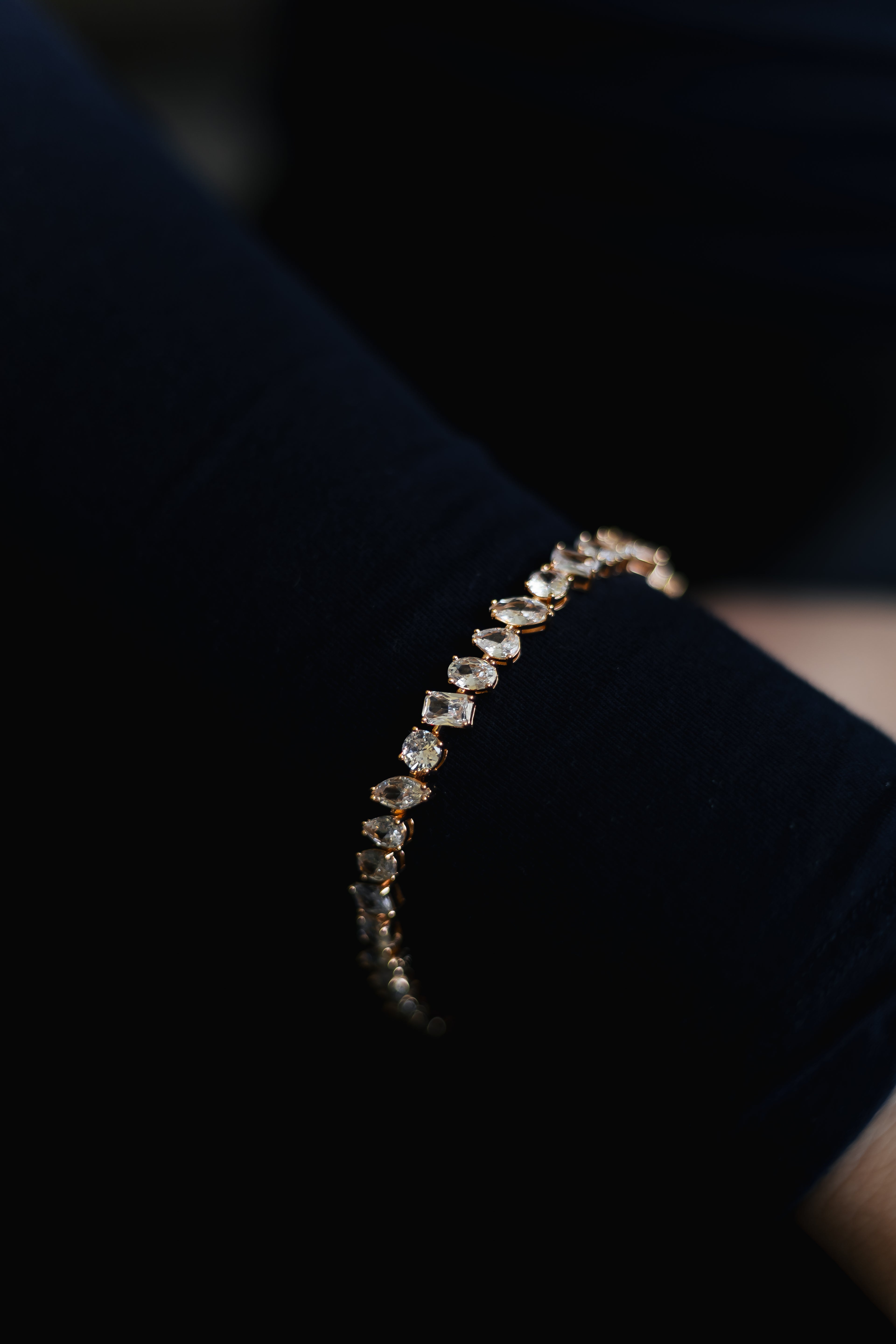 Gold Plated or Rhodium Plated Mixed Cut CZ Tennis Bracelet – Bridal Style