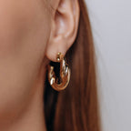 Twisted Hoop Earrings | Gold Plated Hoops with Sterling Silver Post 3.5 cm