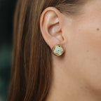 Flower Stud Earrings with Mother of Pearl, Gold or Silver Plated