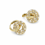 Gold Plated Hoop Earrings with Pearl Pendant, 2.7 cm