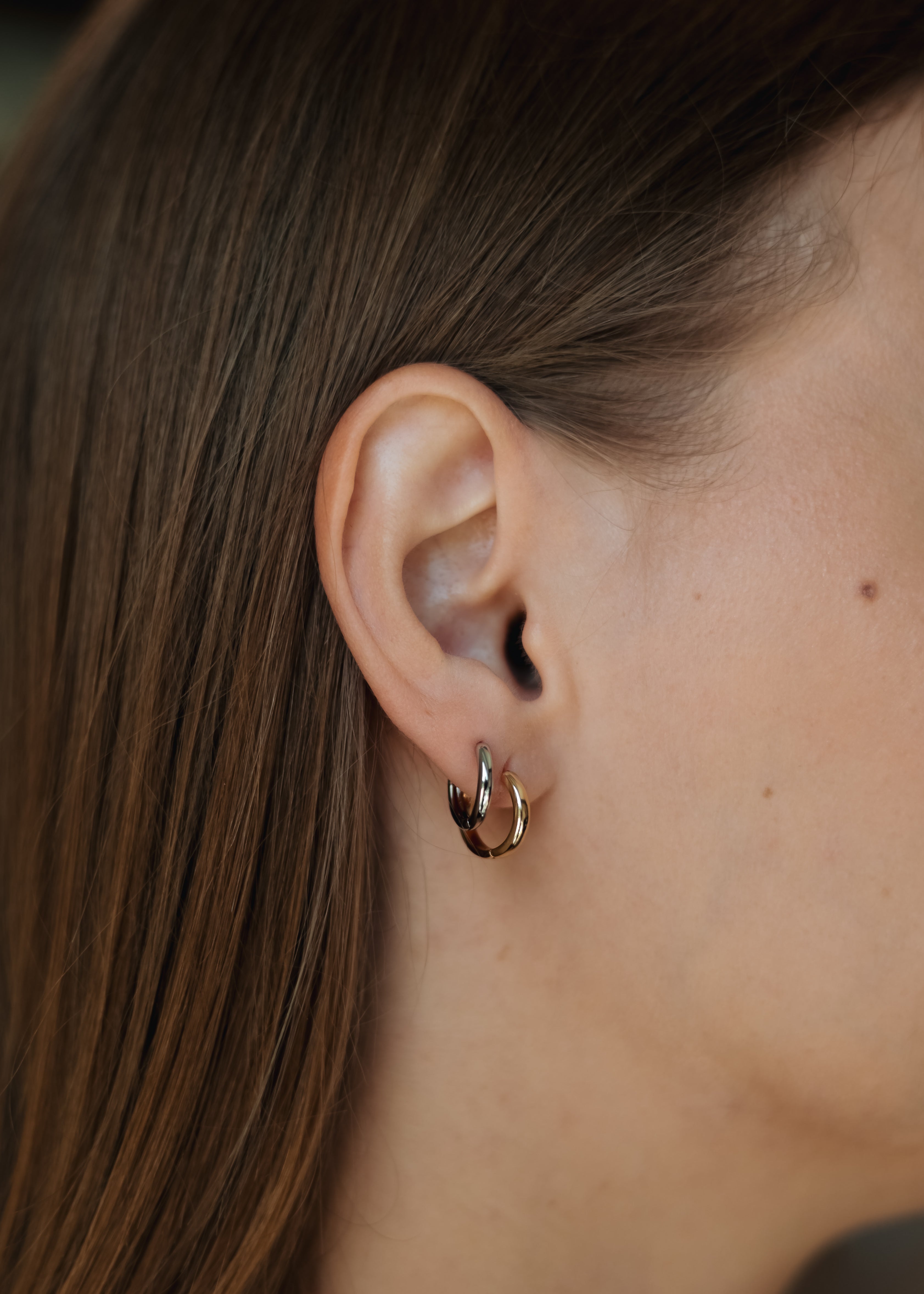 Hypoallergenic Small Hoop Earrings – 14K Gold , Rose & White Gold Plated