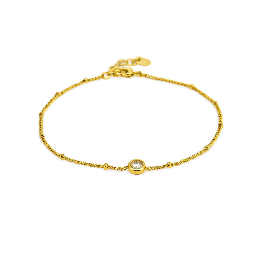 Minimalist CZ Anklet – Stainless Steel, Adjustable 21+5 cm